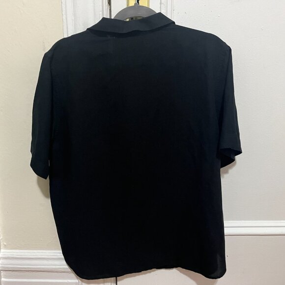 Black Linen Short Sleeve Button Down - Picture 3 of 3